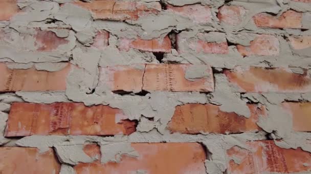 Ladrillo Rojo Trabajos Ladrillo Cemento Piedra Filas Ladrillos Textura Pared — Vídeo de stock