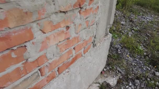 Czerwona Cegła Cegły Cement Kamień Rzędy Cegieł Tekstury Ścian Nagranie — Wideo stockowe
