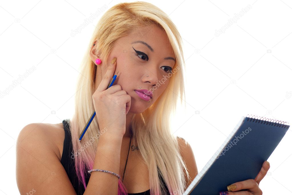 Woman holding notepad