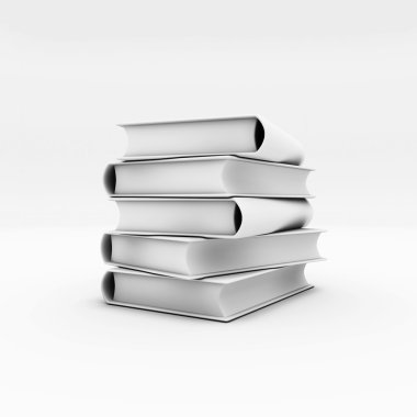 3d kitaplar üzerinde beyaz izole