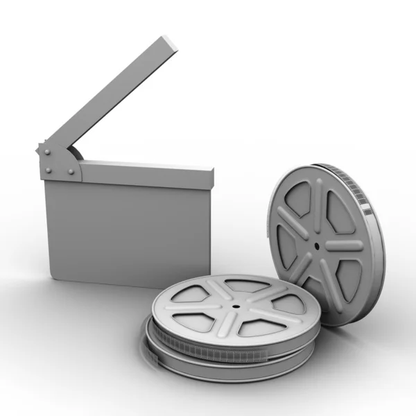Film Clapperboard avec bobine de film — Photo