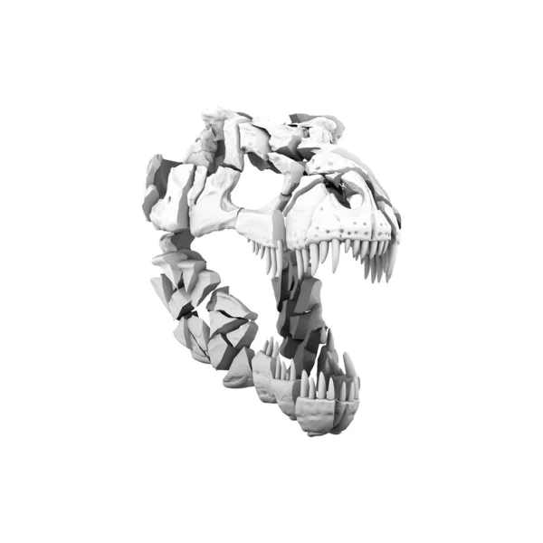 抽象的裂隙霸王龙的头骨。插图 — 图库照片