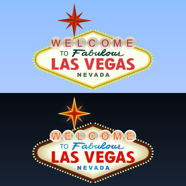 Las Vegas Sign. Day and Night. Vector