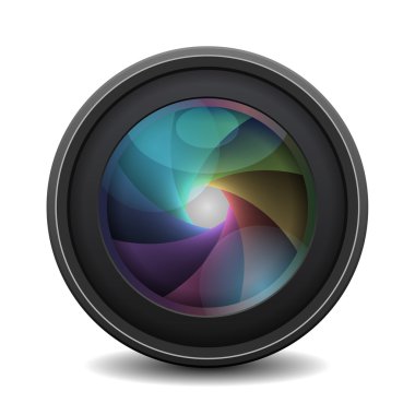 Fotoğraf merceği beyaz arkaplanda izole edildi