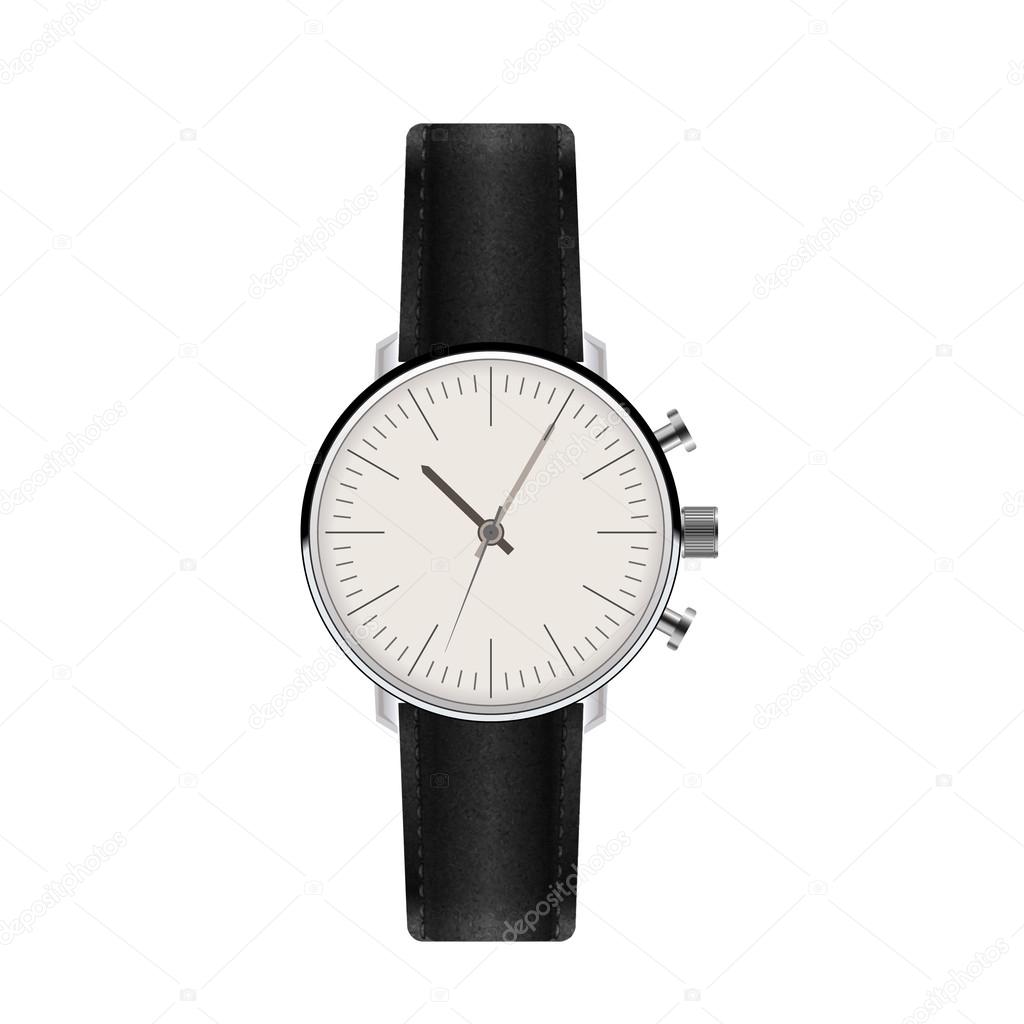 Watch with Leather Strap. Vector
