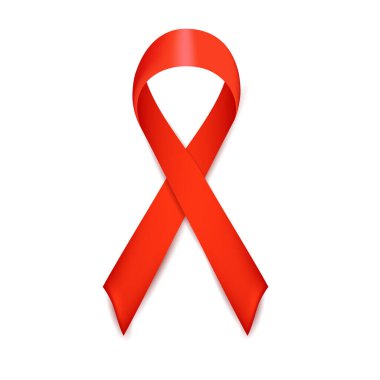 Beyaz Arkaplanda Kırmızı Kurdele. Vektör