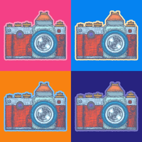 Photo Camera Pop Art Style Andy Warhol style Vector — Stock Vector