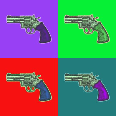 Tabanca Tabancası Tabanca Tabancası Pop Sanat Tarzı Andy Warhol stili Vektör