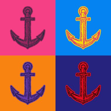 Deniz Anchor Pop Sanat Biçimi Andy Warhol tarzı Vektör