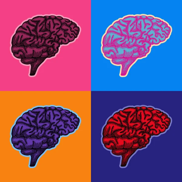 Cerebro Pop Art Style Andy Warhol style Vector — Vector de stock