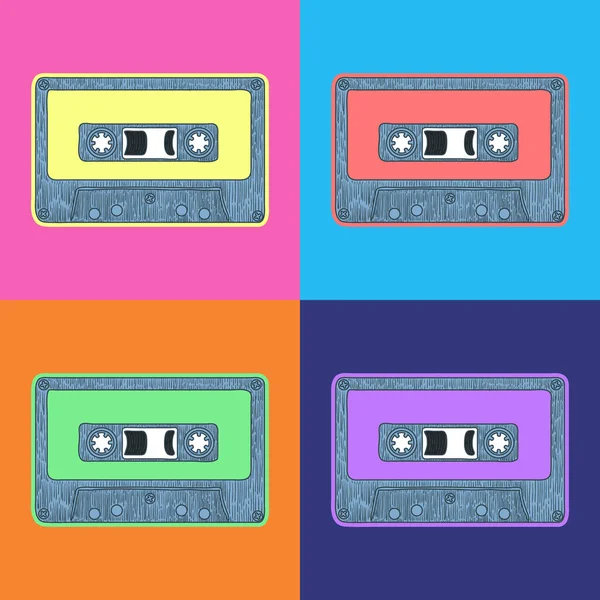 Audio Tape Pop Art Style Andy Warhol style Vector — Stock Vector