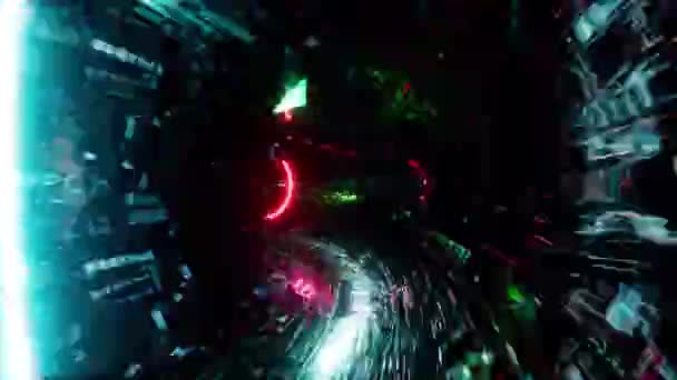 Αφηρημένη πολύχρωμο φόντο τούνελ τεχνολογίας 3d Animation 4K Ultra HD — Αρχείο Βίντεο