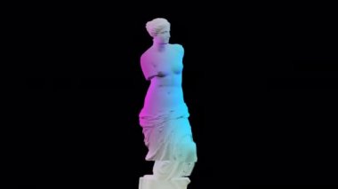 Şeffaf Arkaplanda Venus De Milo. NFT Teknolojisi kavramı. Üç boyutlu animasyon. 4 bin. Ultra HD