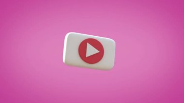 Youtube simge animasyonu. İletişim konsepti. Sosyal ağ konsepti. Web siteleri ve pankartlar için karikatür videosu. 3d hazırlayıcı