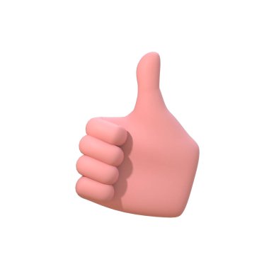 Başparmak yukarı başarı veya iyi geri bildirim için, olumlu konsept ve beyaz arka planda izole edilmiş sembol gibi. 3d hazırlayıcı