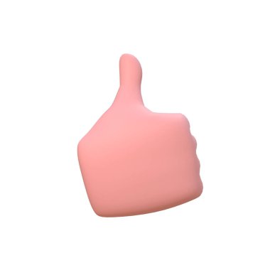 Başparmak yukarı başarı veya iyi geri bildirim için, olumlu konsept ve beyaz arka planda izole edilmiş sembol gibi. 3d hazırlayıcı