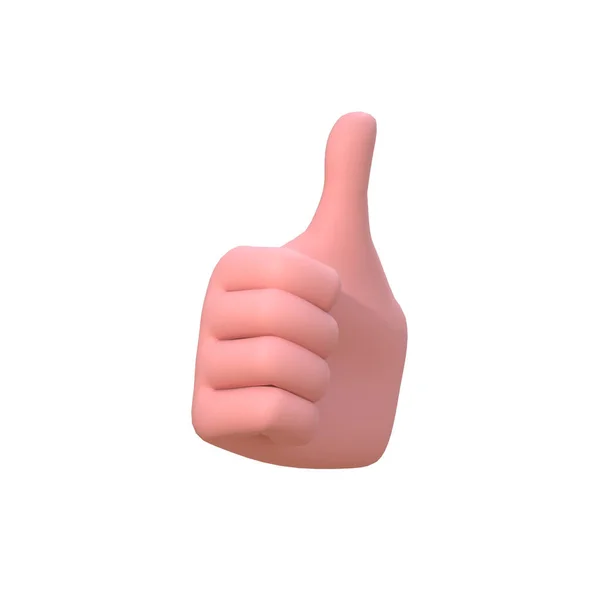 Human hand thumb up for success or good feedback, positive concept and like symbol isolated over white background. 3d render — Stock Photo, Image