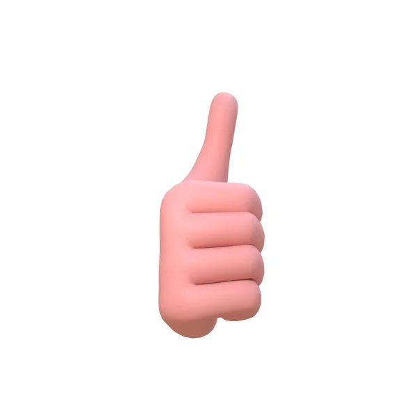 Human hand thumb up for success or good feedback, positive concept and like symbol isolated over white background. 3d render — Stock Photo, Image