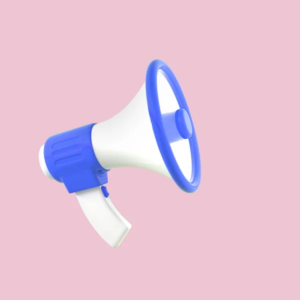 Megaphone di latar belakang merah muda. Rendering 3d — Stok Foto