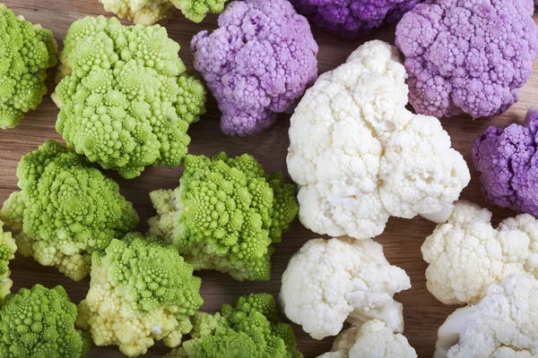 Three Types of Cauliflower — Zdjęcie stockowe