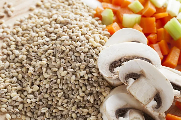 Mushroom Barley Soup Ingredients — Stock Image Mushroom Barley Soup Ingredients Royalty Free Stock Images