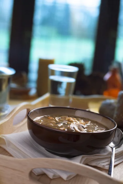 Ячмінь грибний суп . — стокове фото