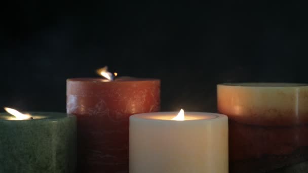 Cuatro velas apagadas — Vídeos de Stock
