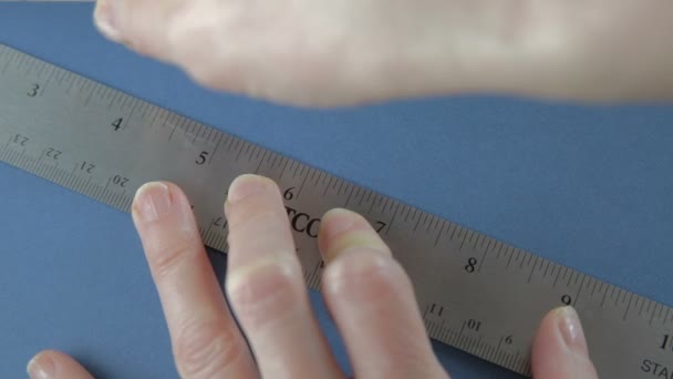 Cutting Paper with Utilty Knife — Stockvideo