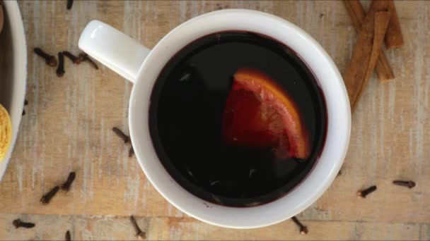 Picking Up a Cup of Mulled Wine — Vídeo de Stock