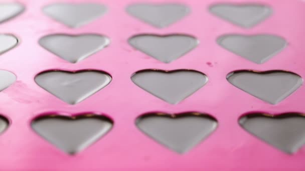 Melted Chocolate in Heart Shape Form — Stock videók