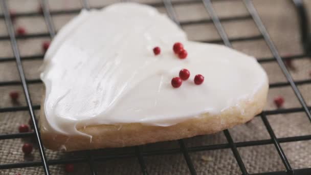 Decoration Heart Shaped Cookie with Candy — Stock videók