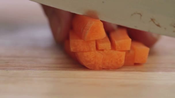 Close Up Chopping Carrots — Stock video