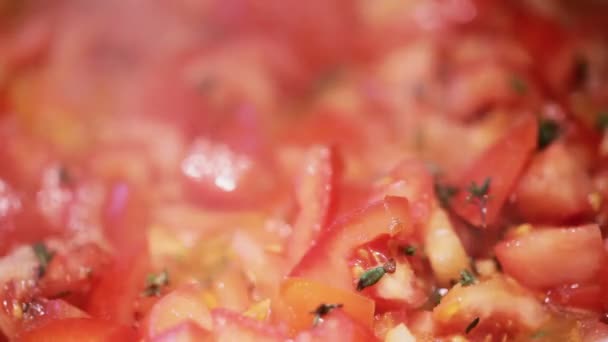 Primer Plano Los Tomates Guisados Con Hierbas — Vídeo de stock