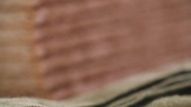 Close up tracking shot of stack of graham crackers with shallow depth of field