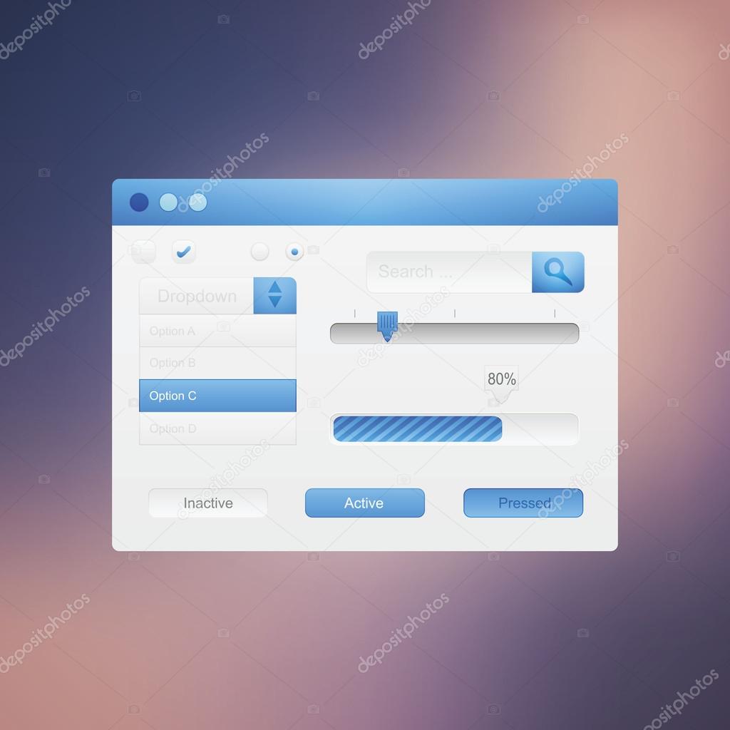 Web site design navigation elements with icons set