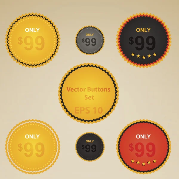 Vector set van retro labels, knoppen en pictogrammen. — Stockvector