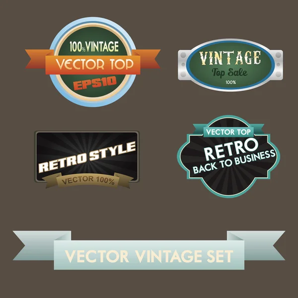 Vector set of retro labels, buttons and icons. — Stock Vector