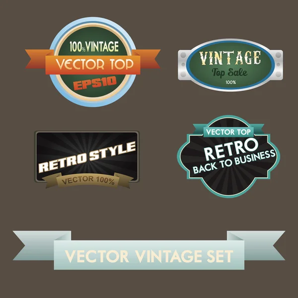 retro etiketleri, düğmeler ve simgeler vektör kümesi.