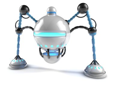 komik ve basit beyaz 3d robot beyaz zemin üzerine