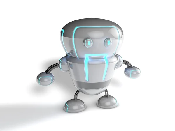 A funny and simple White 3D robot on white Background — Stock Photo, Image
