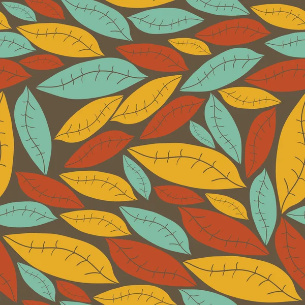 Un motif sans couture avec feuille, fond de feuille d'automne — Image vectorielle