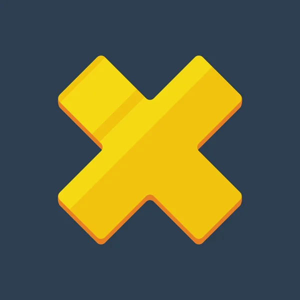 Croix plate icône dorée — Image vectorielle
