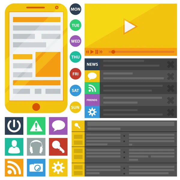 Elementos de design plano, botões web e ícones . — Vetor de Stock
