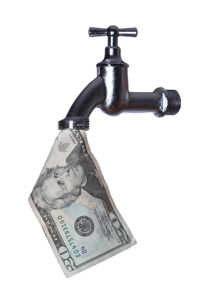 Dollarnote out of tap — Stock Photo, Image