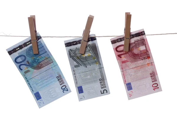 Euros drying on line — Stock Photo, Image