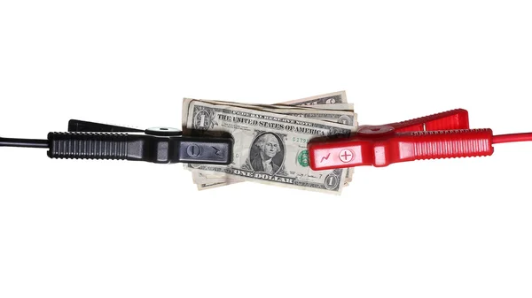 Доллары, подключенные к кабелям Лицензионные Стоковые Фото