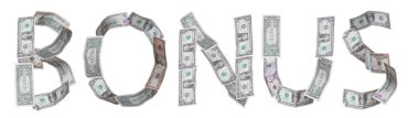 bonus - banknotlar ile beyaz zemin üzerine yazılmış