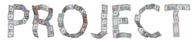 Proje - banknotlar ile beyaz zemin üzerine yazılmış