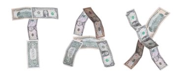 -Beyaz arka plan üzerinde banknot ile yazılı vergi