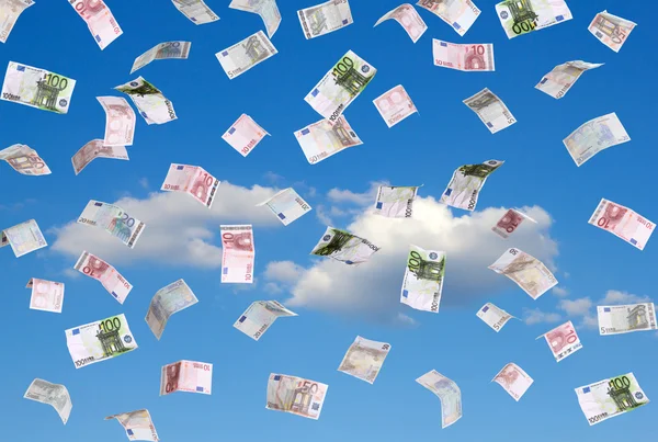 Euros falling from heaven — Stock Photo, Image